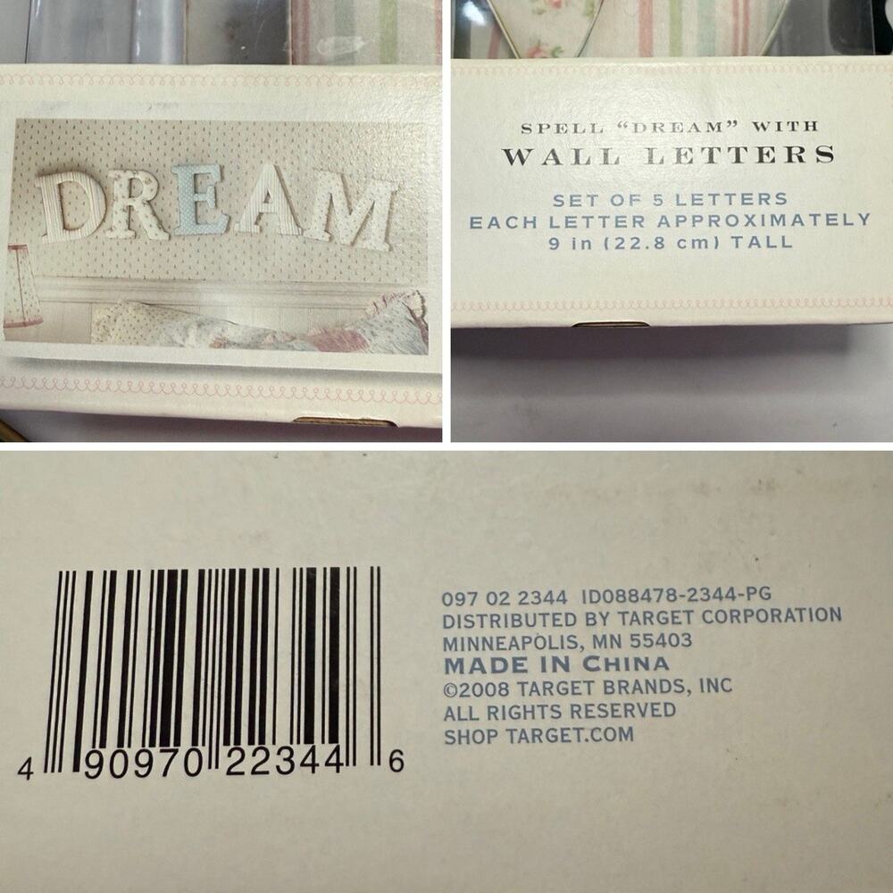 Simply Shabby Chic Kids DREAM Letter Wall Decor Padded Fabric 9” In Box RARE - Picture 12 of 12